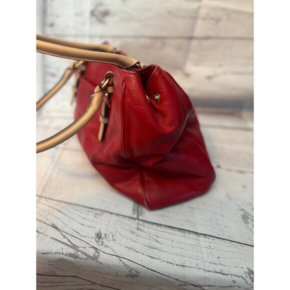 Michael Kors Pebbled Red Leather Medium Handbag Holiday Party Chic - Picture 6 of 12